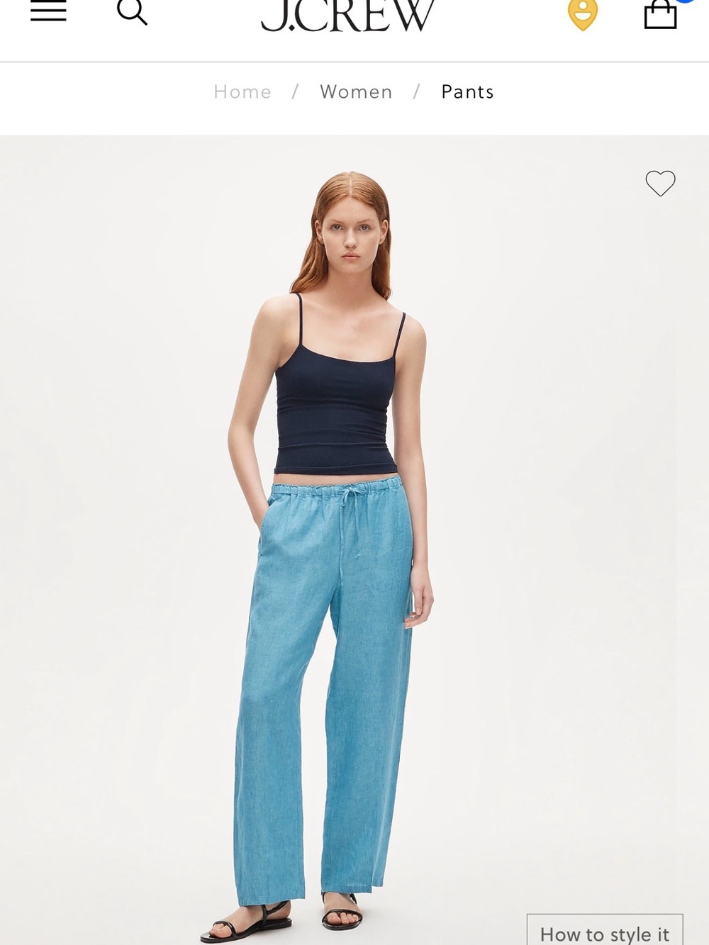 J.Crew Light Blue Wide-Leg Drawstring Pants